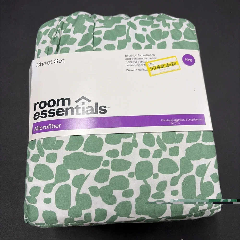 Green Spotted Room Essentials Winkle Resistant Microfiber Sheet Set King 20618